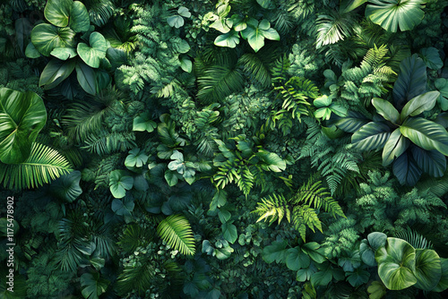 Lush Green Tropical Foliage Wall Background