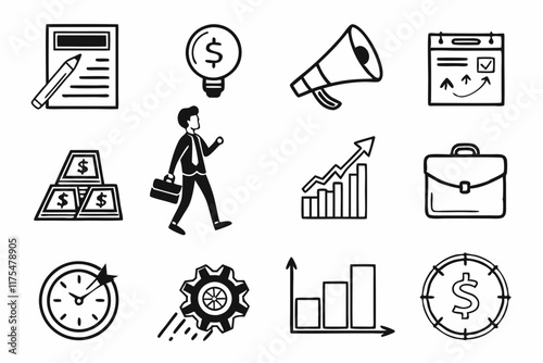 business process sets silhouette