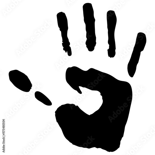 Simple Hand Print silhouette in White Background.