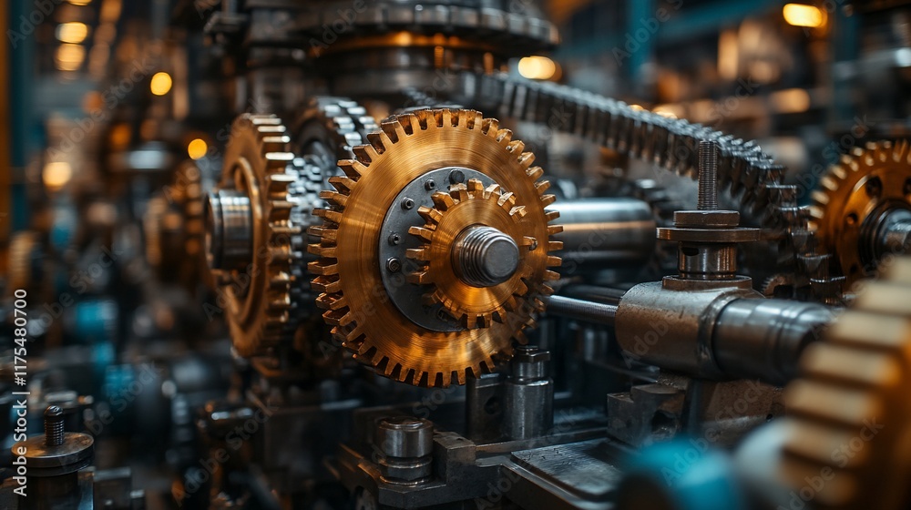 Intricate Machinery: Gears and Chains in Industrial Setting Intricate Machinery: Gears and Chains in Industrial Setting