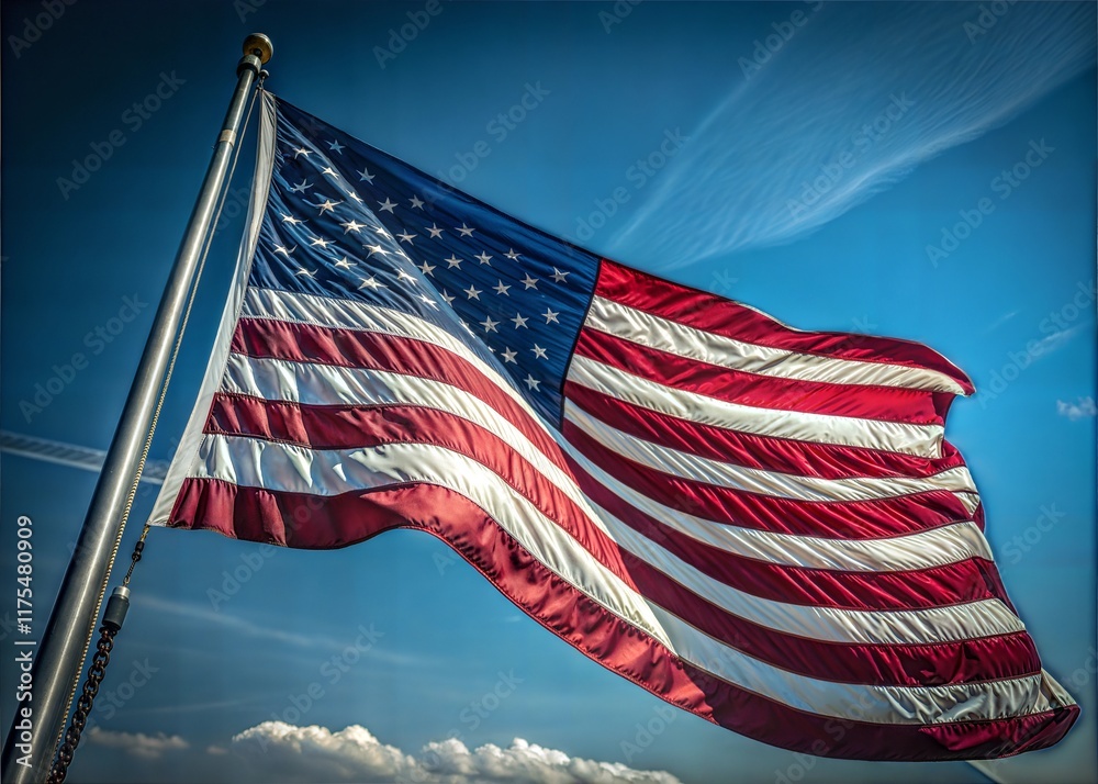 Obraz premium American Flag on Blue Background