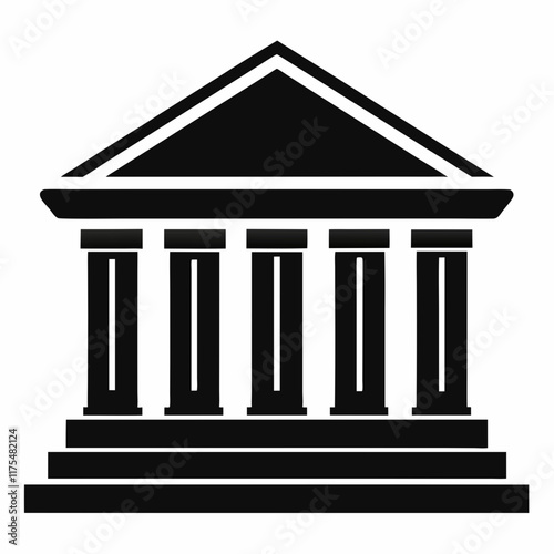 Bank Building Silhouette Vector Art