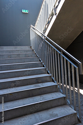 Treppe mit Geländer Fluchtweg photo