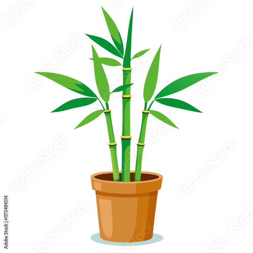 A simple and elegant vector illustration of bamboo in a pot, perfect for nature-themed designs, logos, or eco-friendly branding
