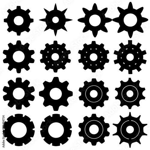 Collection of Simple Black and White Gear Icons design