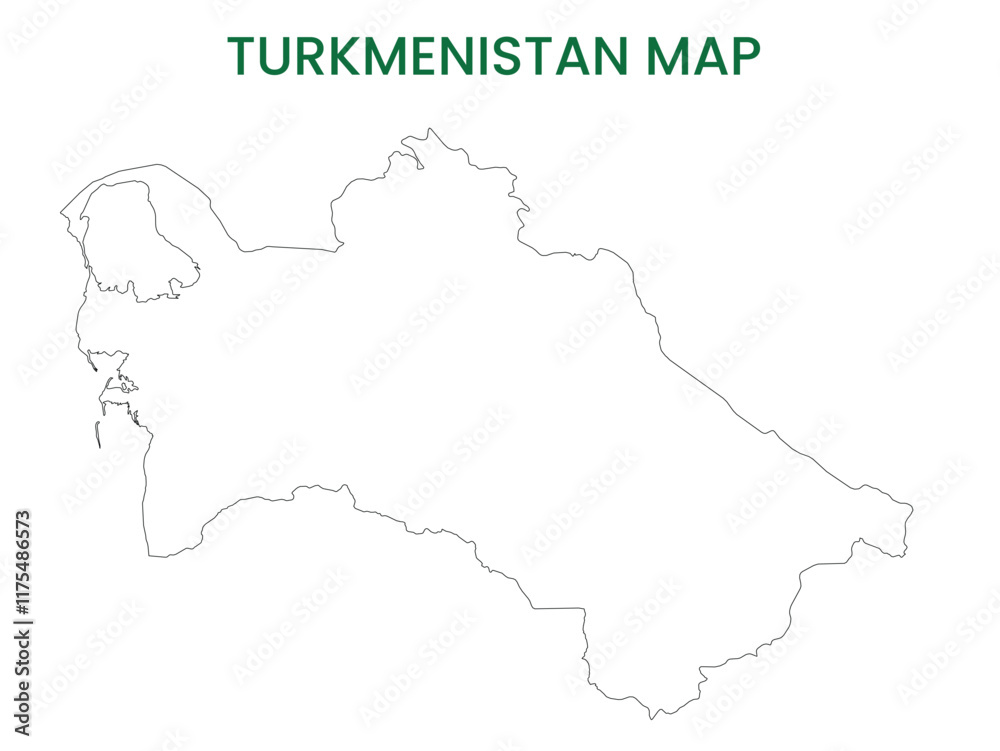 High detailed map of Turkmenistan. Outline map of Turkmenistan. Asia