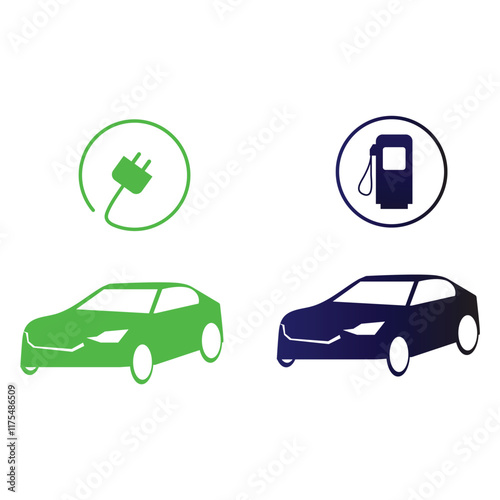 Vector illustration of electric car concept on a white background