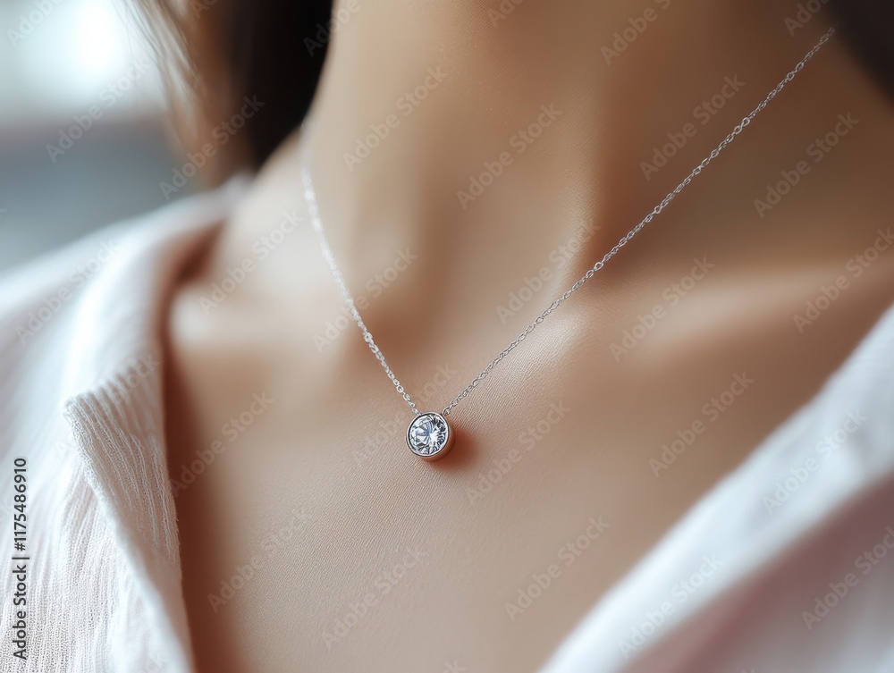 Minimalist Diamond Pendant Necklace on Woman
Minimalist Diamond Pendant Necklace on Woman