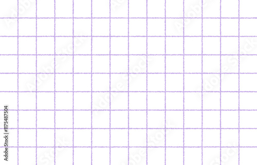 手書き感のあるシンプルなチェック柄（薄紫）、グラフチェック、ラインチェック、方眼、背景素材、パステルカラー