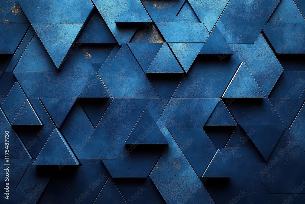 Fototapeta premium geometric background featuring dynamic blue triangles layered in a sleek modern style giving an impression of depth and technology the overall feel is vibrant and professional