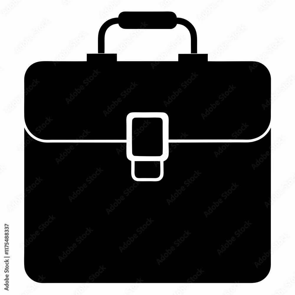 Black Briefcase Silhouette Vector Illustration
