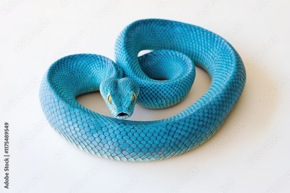 Fototapeta premium Vibrant Blue Snake Coiled in Heart Shape