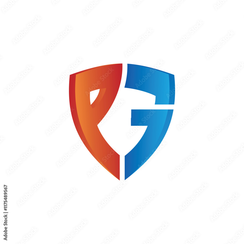 The Connected P and G Logos Form a Shield, Logo Design Illustration Vector The Connected P and G Logos Form a Shield, Logo Design Illustration Vector