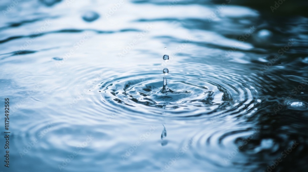 Water Drop Splashing on a Calm Surface: Serene Nature Scene Water Drop Splashing on a Calm Surface: Serene Nature Scene