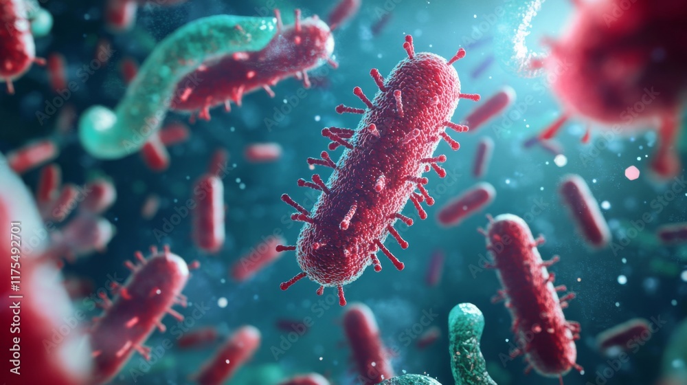Microscopic View of Bacteria and Microorganisms - Detailed Scientific Illustration Microscopic View of Bacteria and Microorganisms - Detailed Scientific Illustration