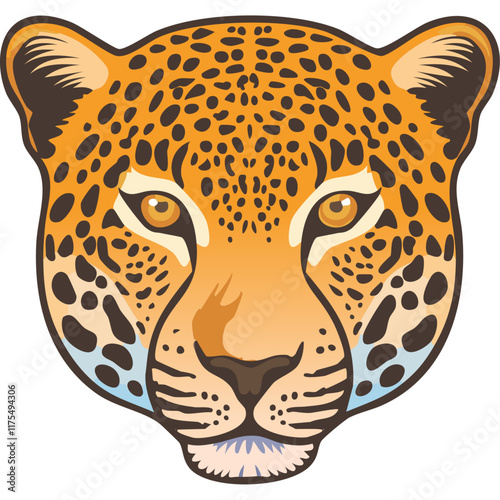  Leopard vector illustration. Image of wild cat from savannah portrait in realistic style