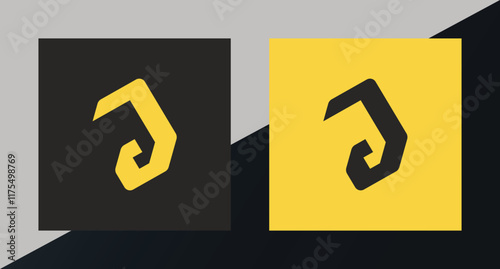 Letter J Logo Template Design in Black and Yellow