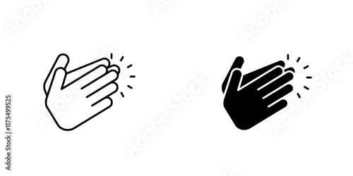 Clapping hands icons. black and white vector set.