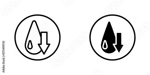 Crude oil barrel price falling down icons. black and white vector set. photo