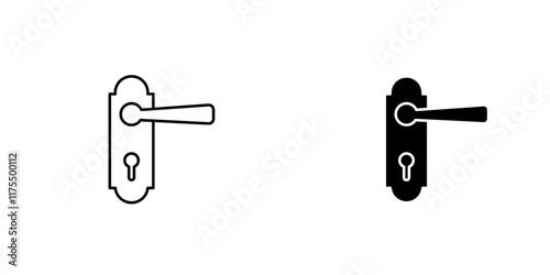 Door handle icons. black and white vector set.