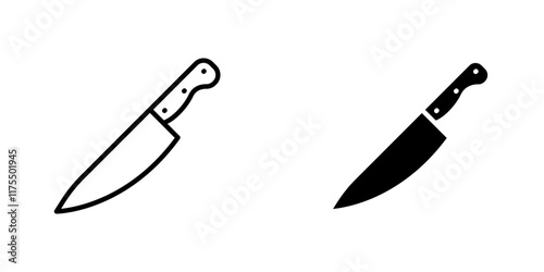 knife icons. black and white vector set.