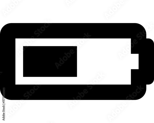 flat black battery level half icon monochrome vector solid graphic symbol