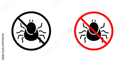 Mite in the prohibition signs. vector signs set