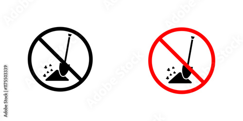 No digging signs. vector signs set