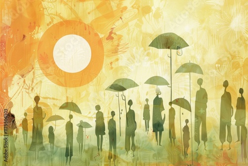 Illustration using earthy tones and organic shapes for Social Enterprises  Microinsurance concept representation photo