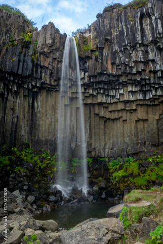 Svartifoss waterfall in iceland in summer