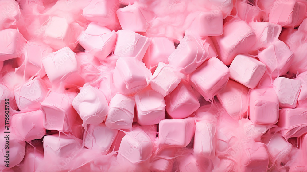 Fototapeta premium Pink Marshmallow Cubes - A Sweet Delight