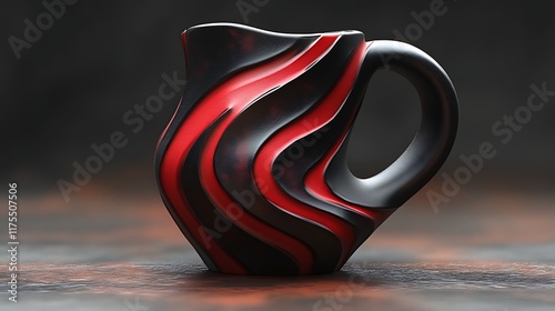 Abstract Red and Black Swirling Pitcher Design photo