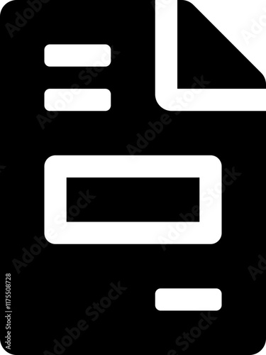 flat file invoice icon, black vector business billing document symbol, solid monochrome graphic for corporate transactions, customer payments, tax records, financial receipts