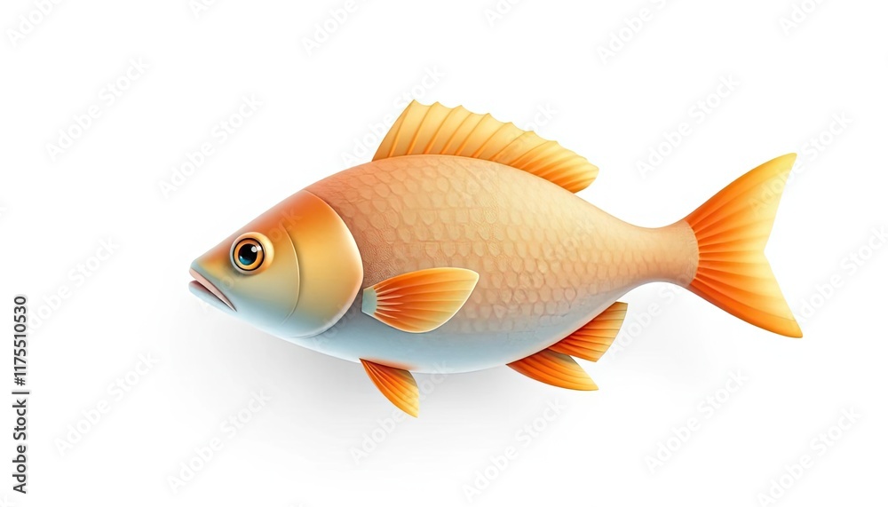 Digital illustration of a fish, side view, against a white background. Possible use Stock photo Digital illustration of a fish, side view, against a white background. Possible use Stock photo