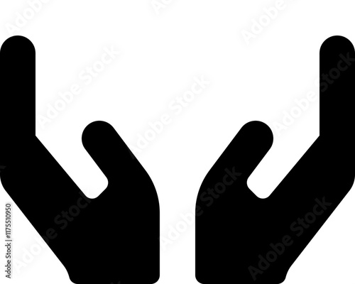 flat black hands gesture icon monochrome communication interaction vector solid graphic symbol