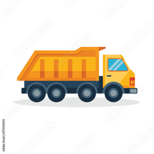 Dump truck vehicle isolated flat vector illustration on white background