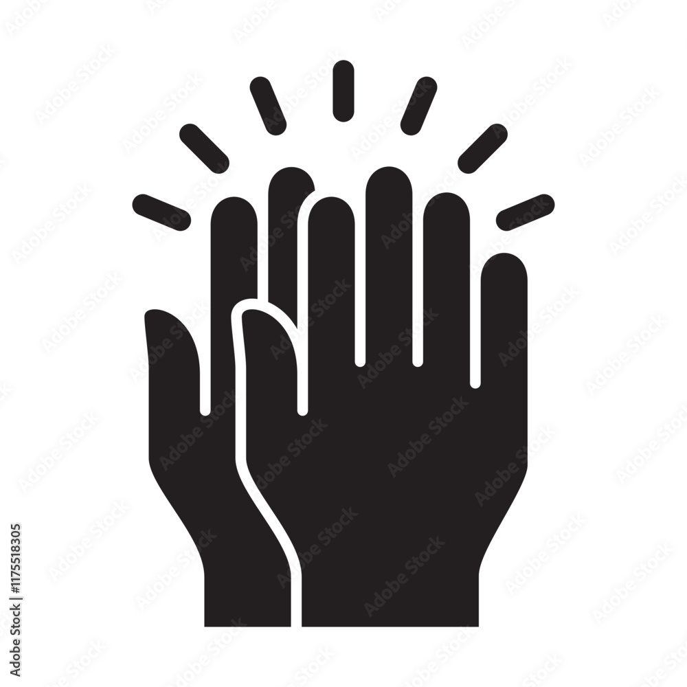 Obraz premium Applause hand icon, Ovation or clap hands sign. Flat black color design style.