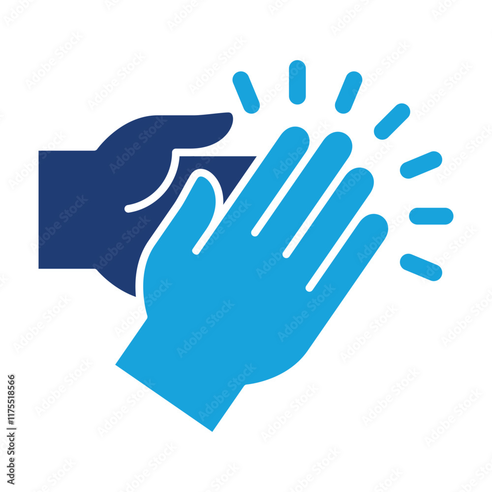 Applause hand icon, Ovation or clap hands sign. Flat blue two tone color design style. Applause hand icon, Ovation or clap hands sign. Flat blue two tone color design style.