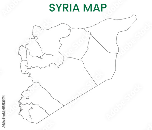 High detailed map of Syria. Outline map of Syria. Asia