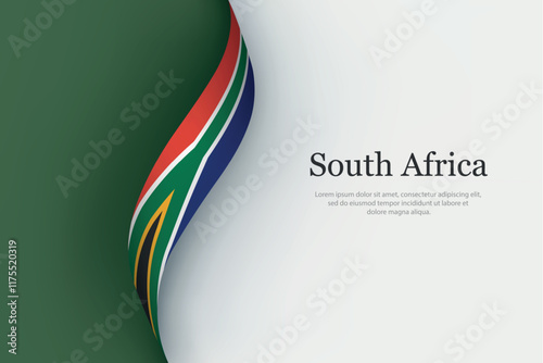 South Africa flag on Waving ribbon