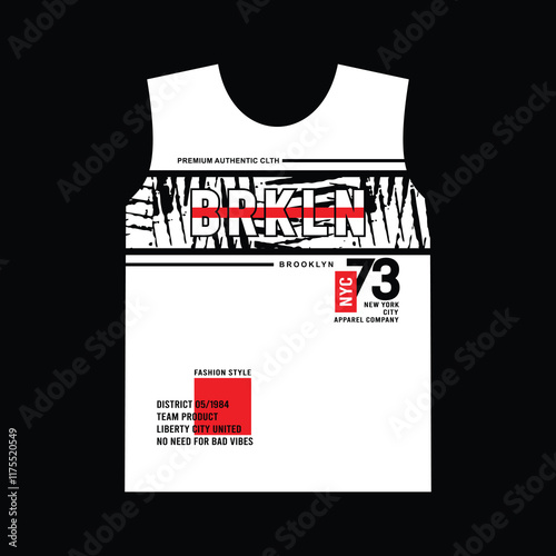 Brooklyn Simple Design, With Pattern T shirt, Typography And Vector Illustration