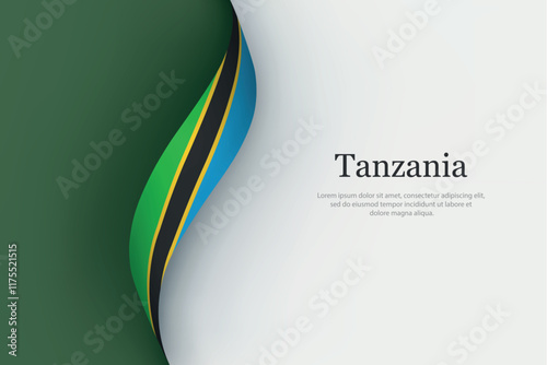 Tanzania flag on Waving ribbon