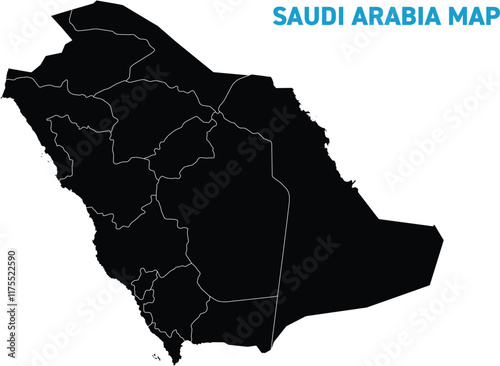 High detailed map of Saudi Arabia. Outline map of Saudi Arabia. Asia photo