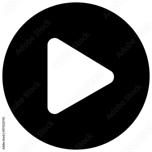 media play button flat solid black icon monochrome vector symbol