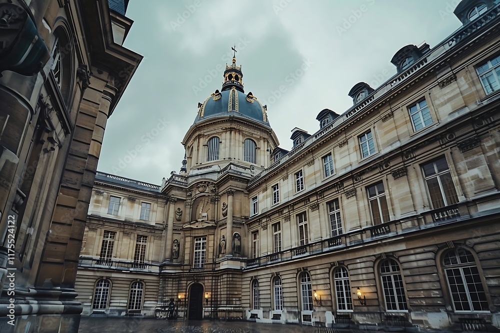 Detail of the facade of the building in Paris, France. Detail of the facade of the building in Paris, France.