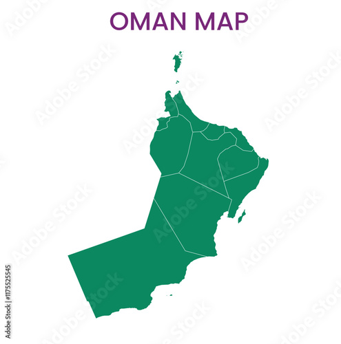 High detailed map of Oman. Outline map of Oman. Asia