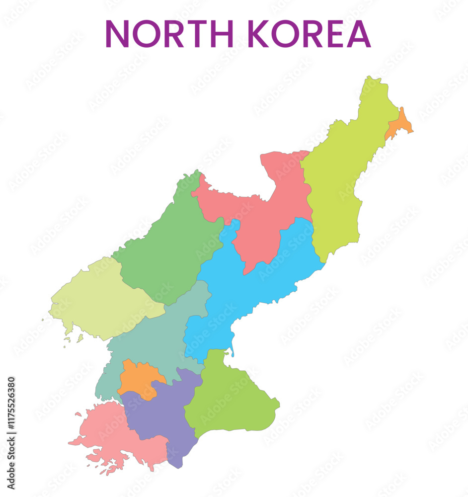 Obraz premium High detailed map of North Korea. Outline map of North Korea. Asia
