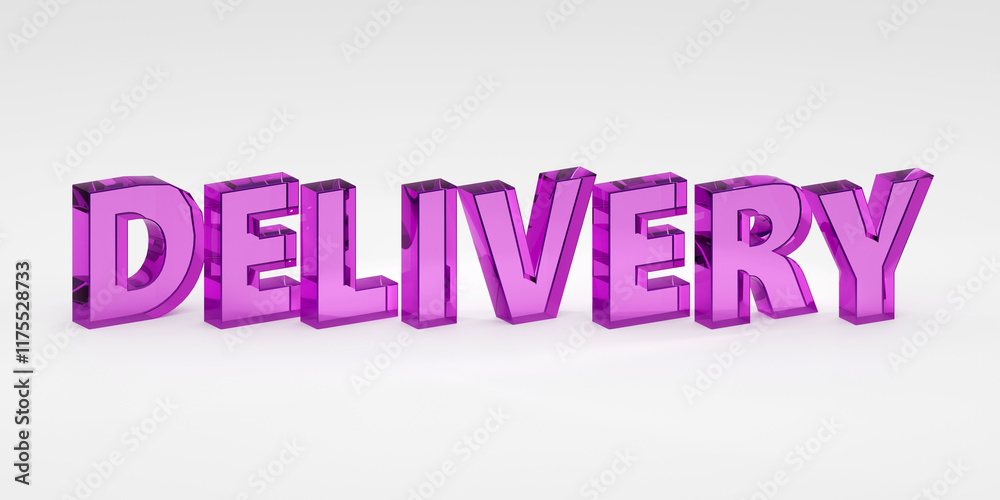 3d render sign delivery made by purple glass and light background. Simple minimalism concept. 3d render sign delivery made by purple glass and light background. Simple minimalism concept.