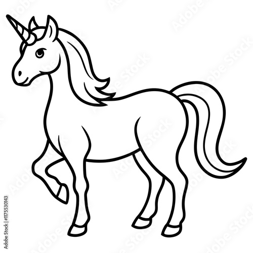 Wallpaper Mural Cute  Line Art Unicorn Silhouette Black Vector Illustration Torontodigital.ca