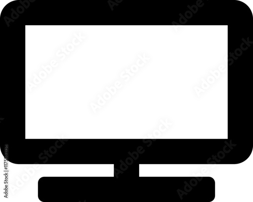 flat black TV icon, solid monochrome vector symbol, entertainment screen graphic for media, broadcasting, video and content display, television viewing